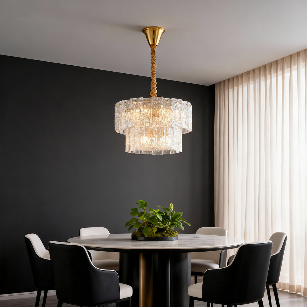 Eirene - Brass and Glass Tiered Chandelier