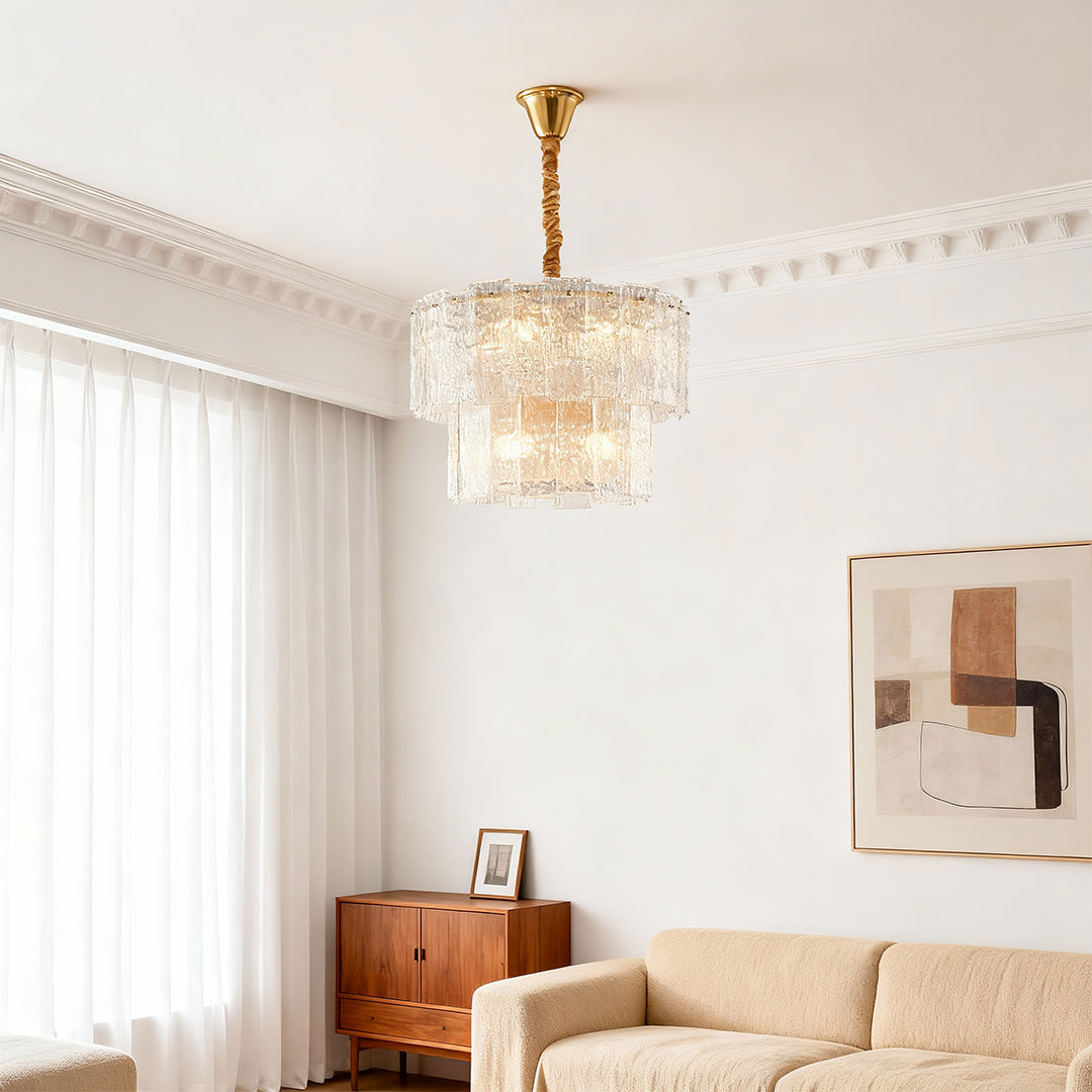 Eirene - Brass and Glass Tiered Chandelier