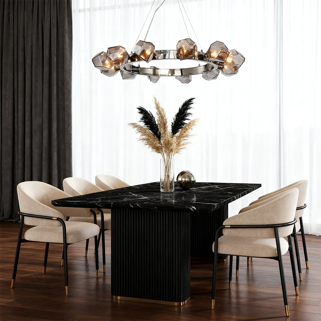 Alekto - Black Ring Chandelier with Glass Shades