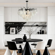 Pyrrha - Matte Black and Clear Glass Chandelier