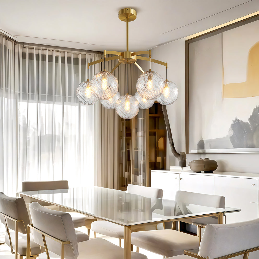 Lysandra - Brass and Glass Globe Chandelier