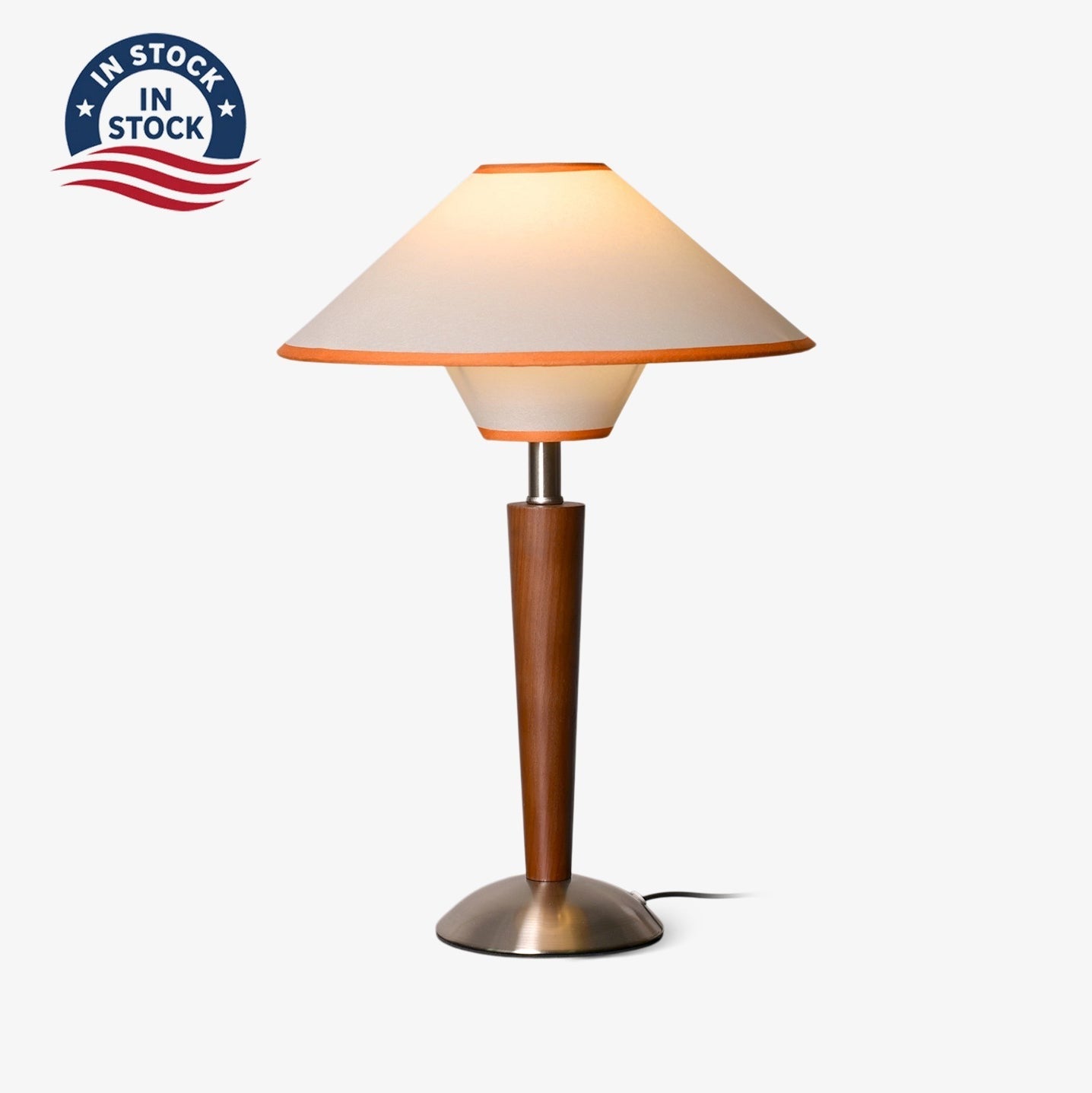 Dryope - Walnut-Color Wood and Fabric Table Lamp