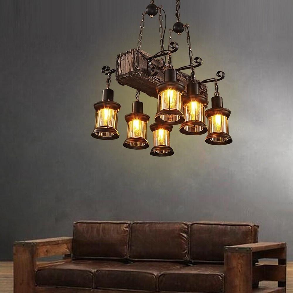 Damaris - 6-Light Wood Lantern Chandelier