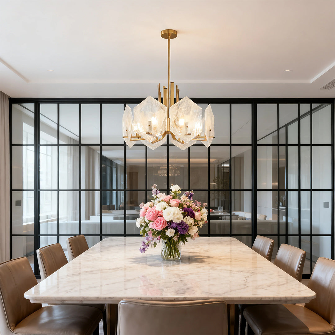 Leandros - Gold Geometric Glass Chandelier