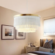 Dorotheos - Tiered Fabric Fringe Chandelier