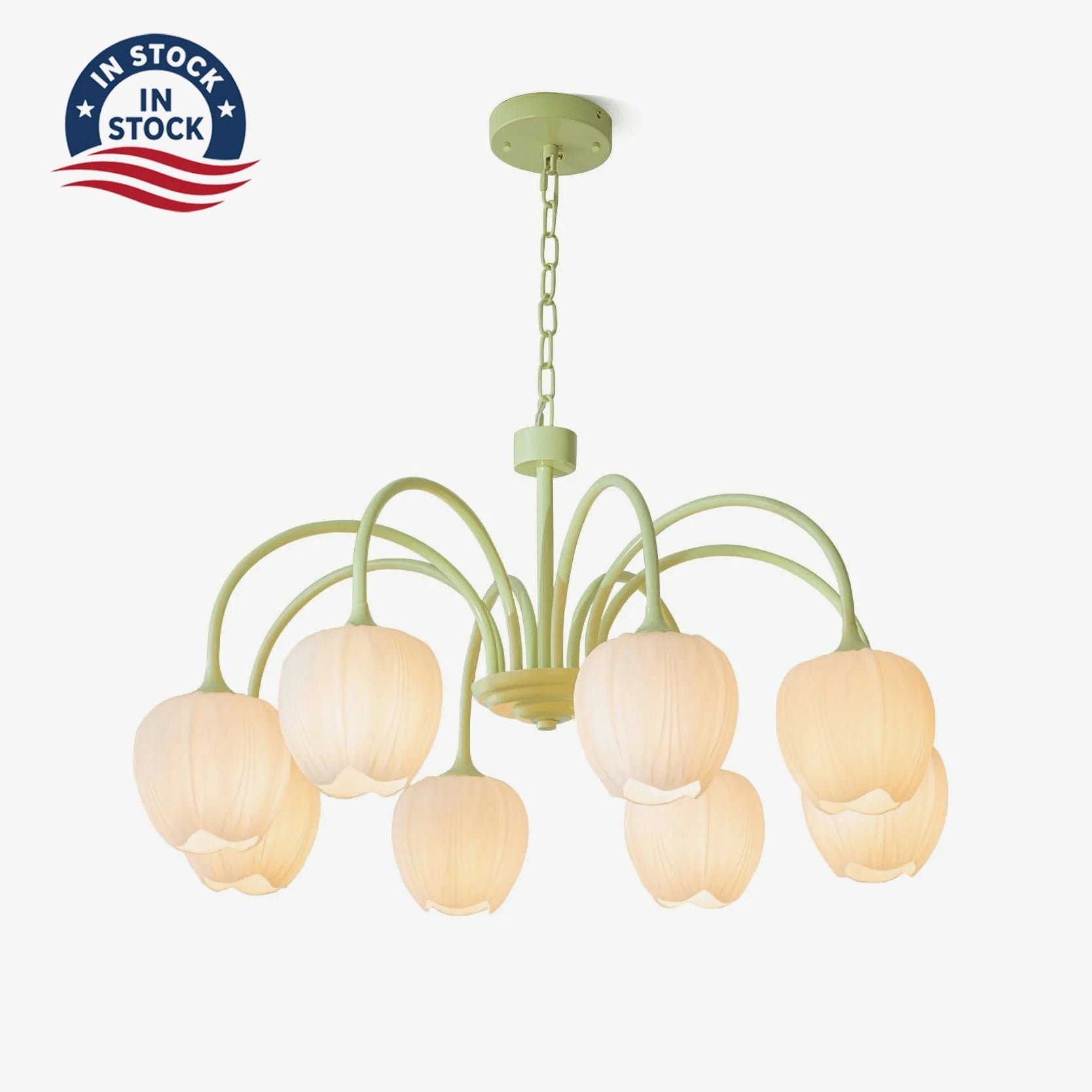 Daphne - Matcha Green Tulip Glass Chandelier