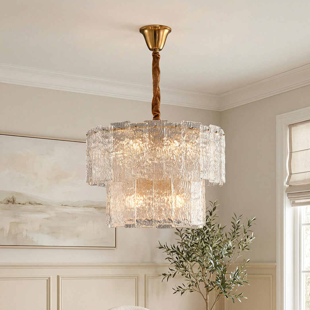 Eirene - Brass and Glass Tiered Chandelier