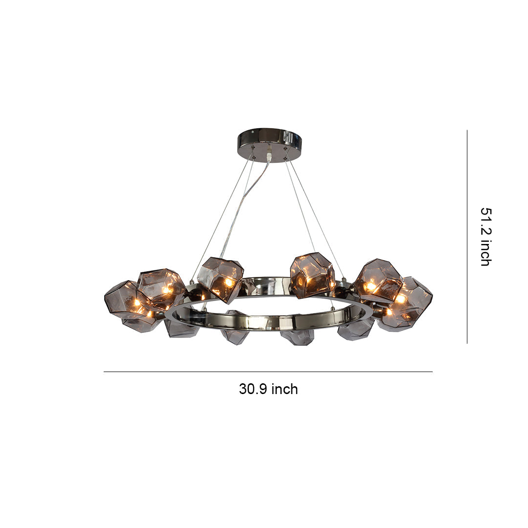 Alekto - Black Ring Chandelier with Glass Shades