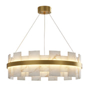 Elara - Brass and Stone Ring Chandelier