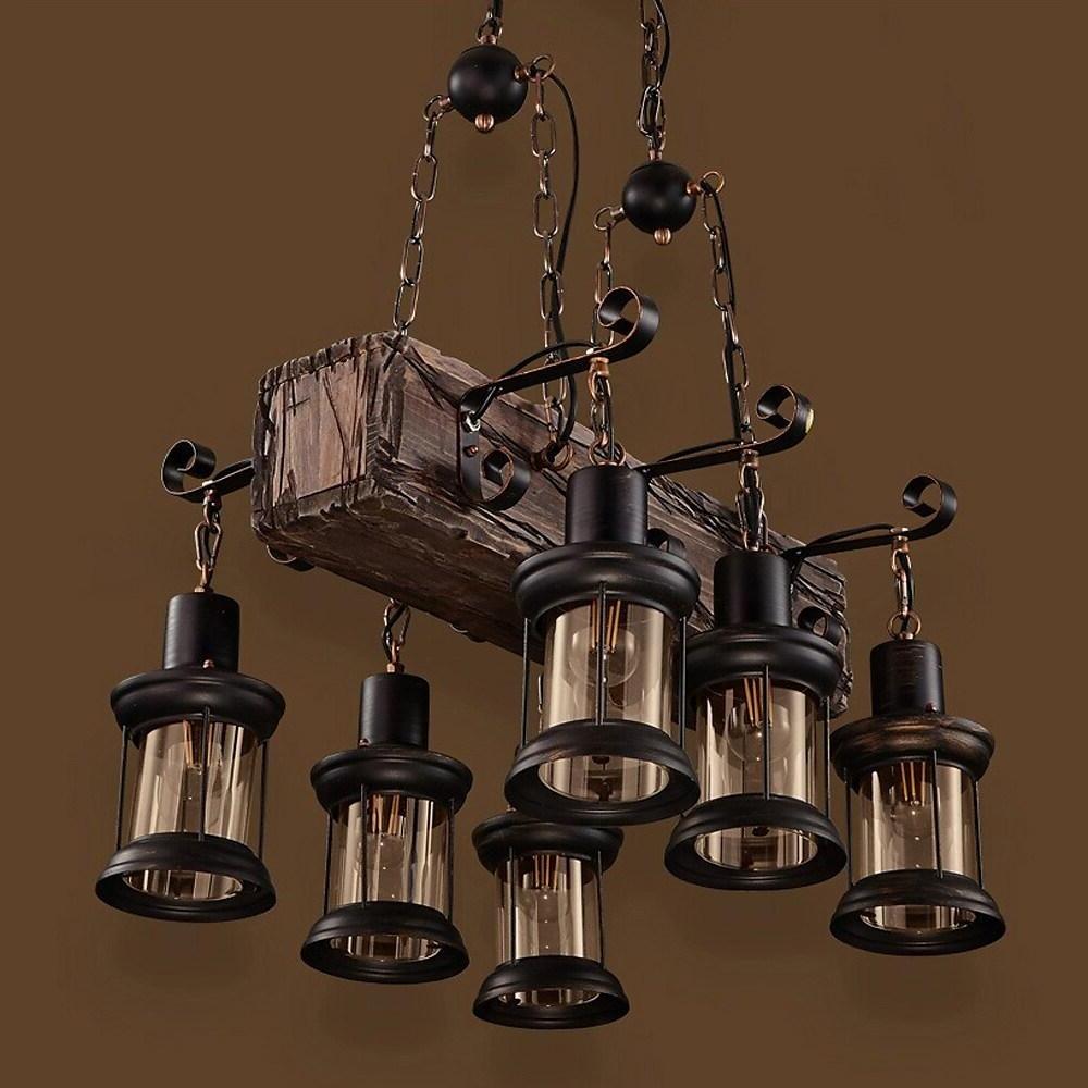 Damaris - 6-Light Wood Lantern Chandelier