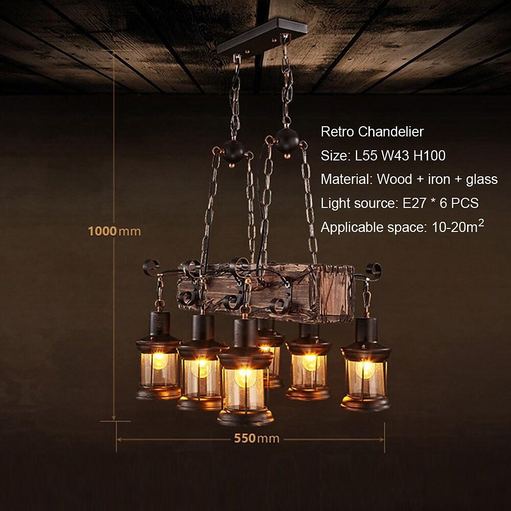 Damaris - 6-Light Wood Lantern Chandelier